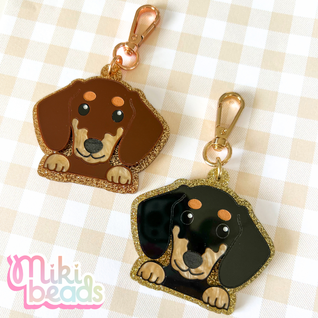 Peanut & Pretzel Dachshund Acrylic Keychain